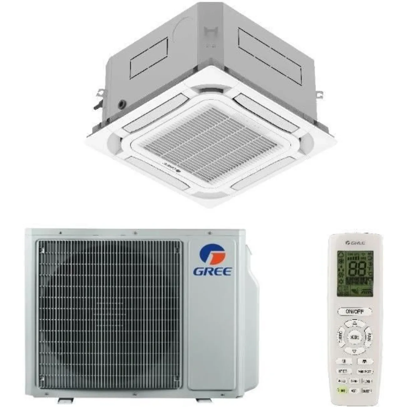 Кондиционер кассетный GREE Inverter R32 серия U-MATCH GUD35T/A-T+GUD35W/HhA-X