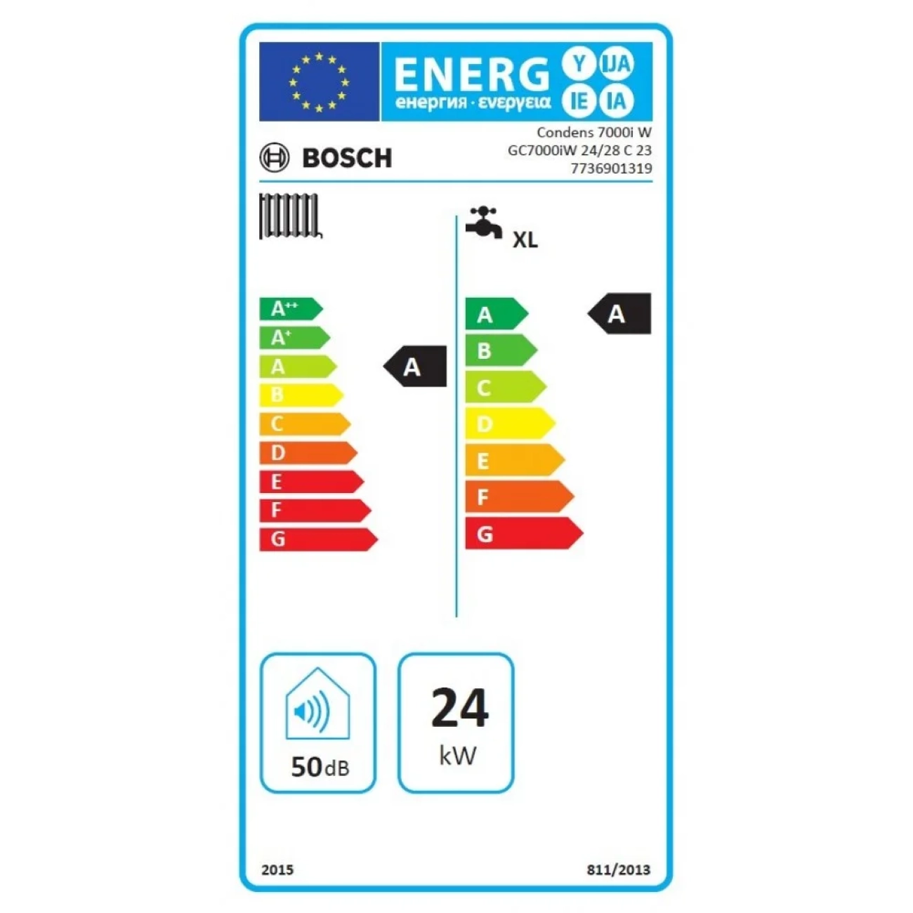 Cazan pe gaz în condensare Bosch Condens GC7000iW 24 kW