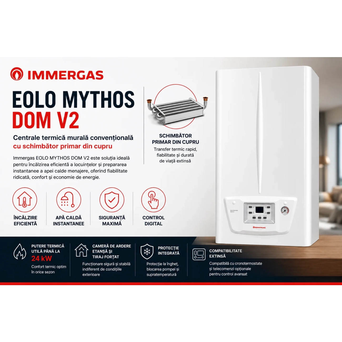 Газовый котёл Immergas Eolo Mythos Dom V2 24 кВт