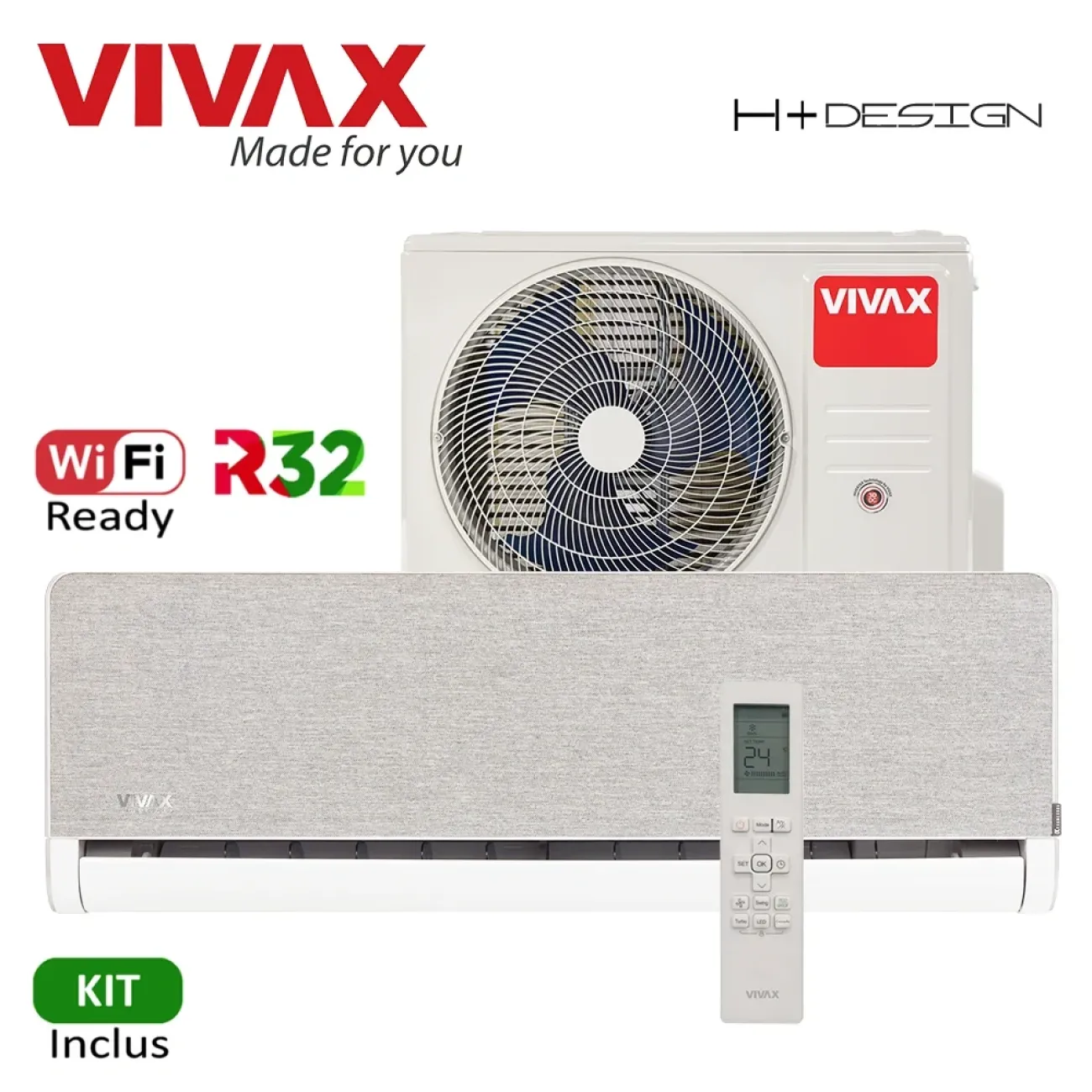 Кондиционер VIVAX H-Design 12000 BTU ACP-12CH35AEHI+ Серебристый