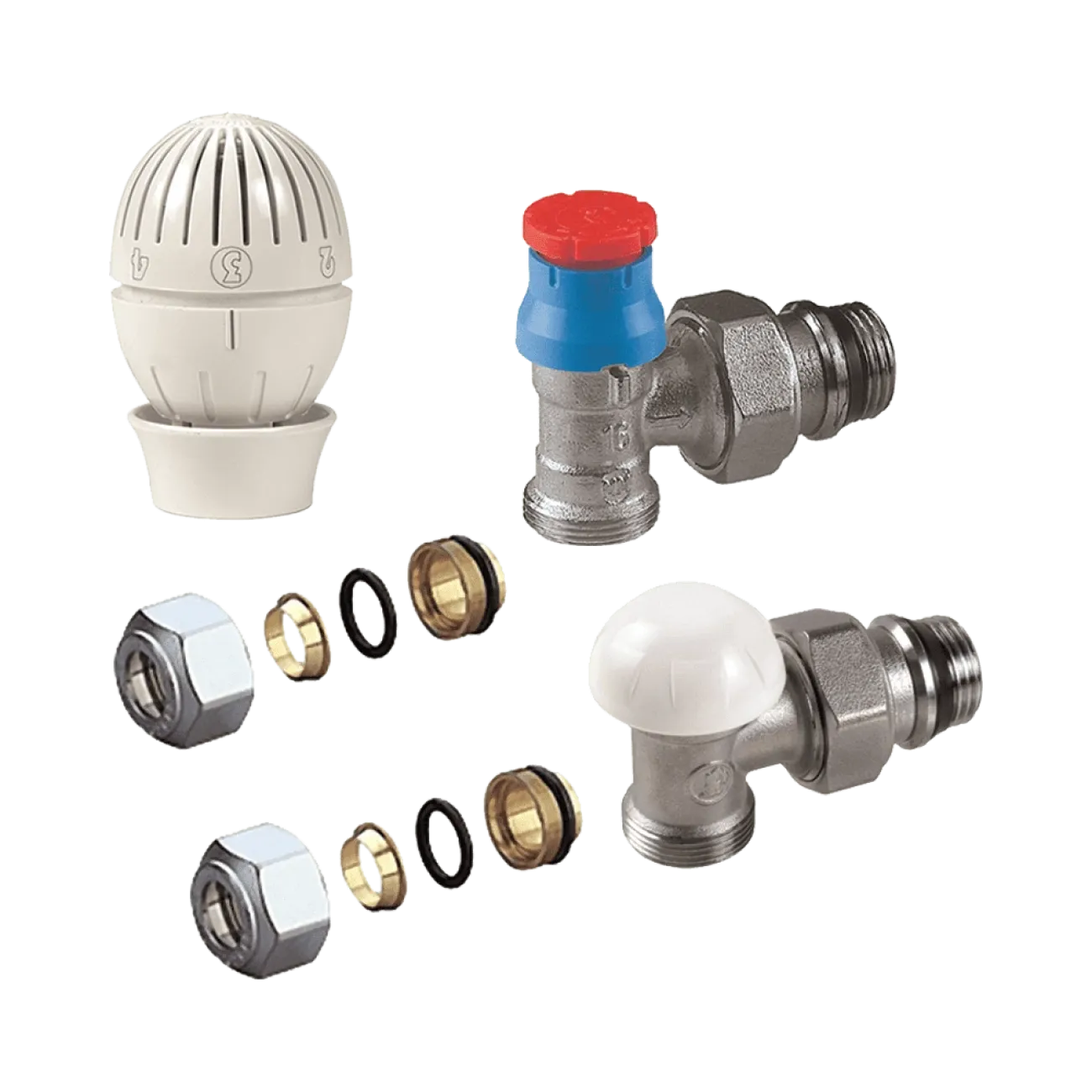 Set robineti GIACOMINI cu cap termostatat 1/2x16