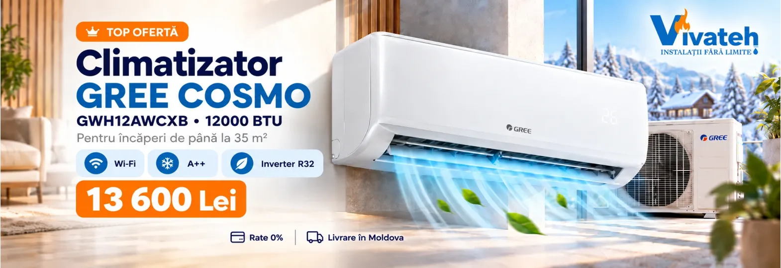 Climatizator Gree Cosmos pentru locuință, disponibil la Vivateh.